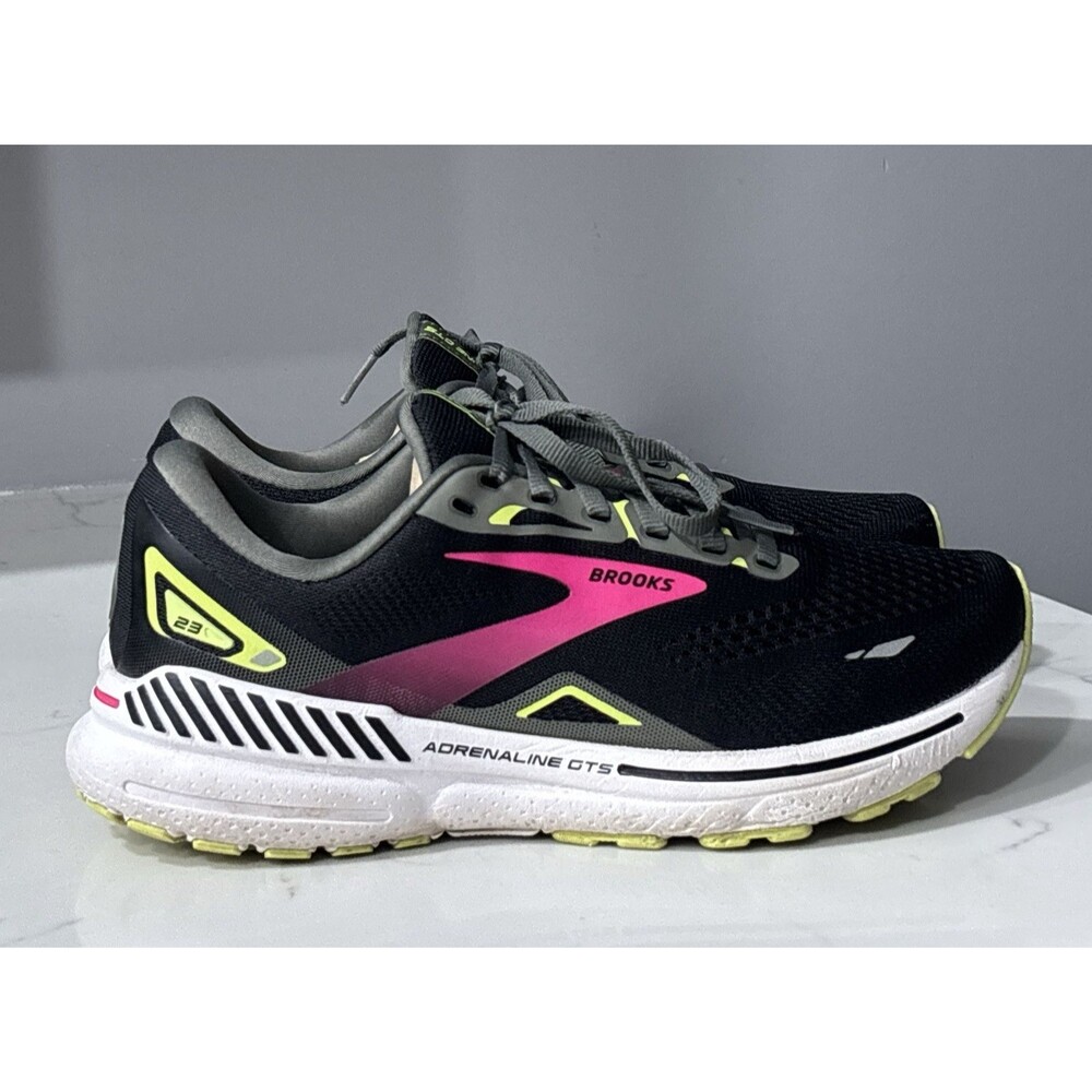 Brooks Adrenaline GTS 23 Womens 8 WIDE 8D Black Pink Running
